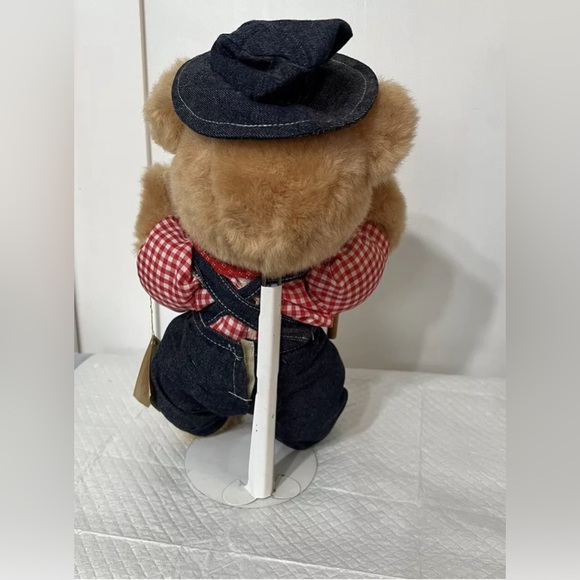 Rare Farmer Teddy Bear With Stand Christmas Treasures Collection 1995 Plush 14” - Picture 3 of 11